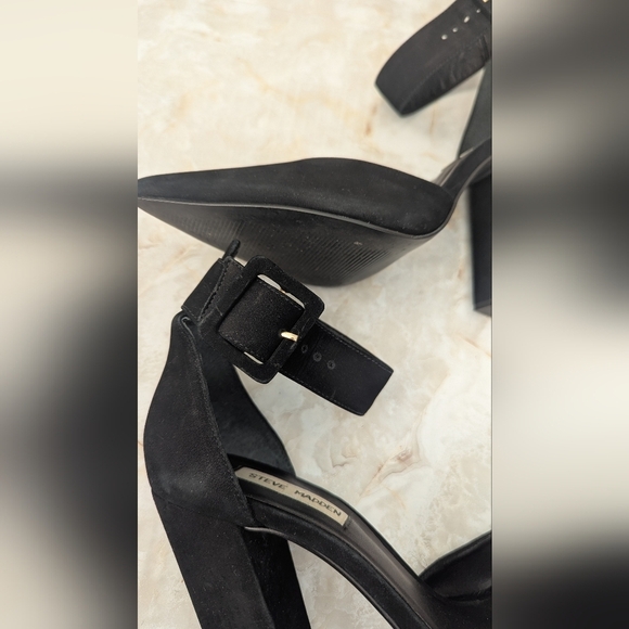Steve Madden Velvet high heel cuff ankle strap buckle shoes Made In Brazil Sz 9M - Picture 12 of 13